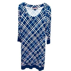 Vineyard Vines Shift  Dress Med Navy with Pink, Blue and White